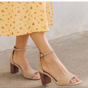 Anthropologie Beige Block Heel Sandals
